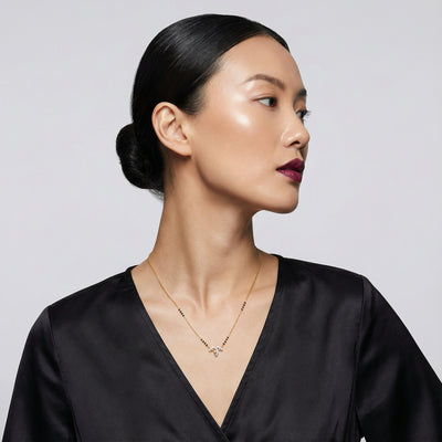 Leafy 9KT Gold Lab Grown Diamond Mangalsutra