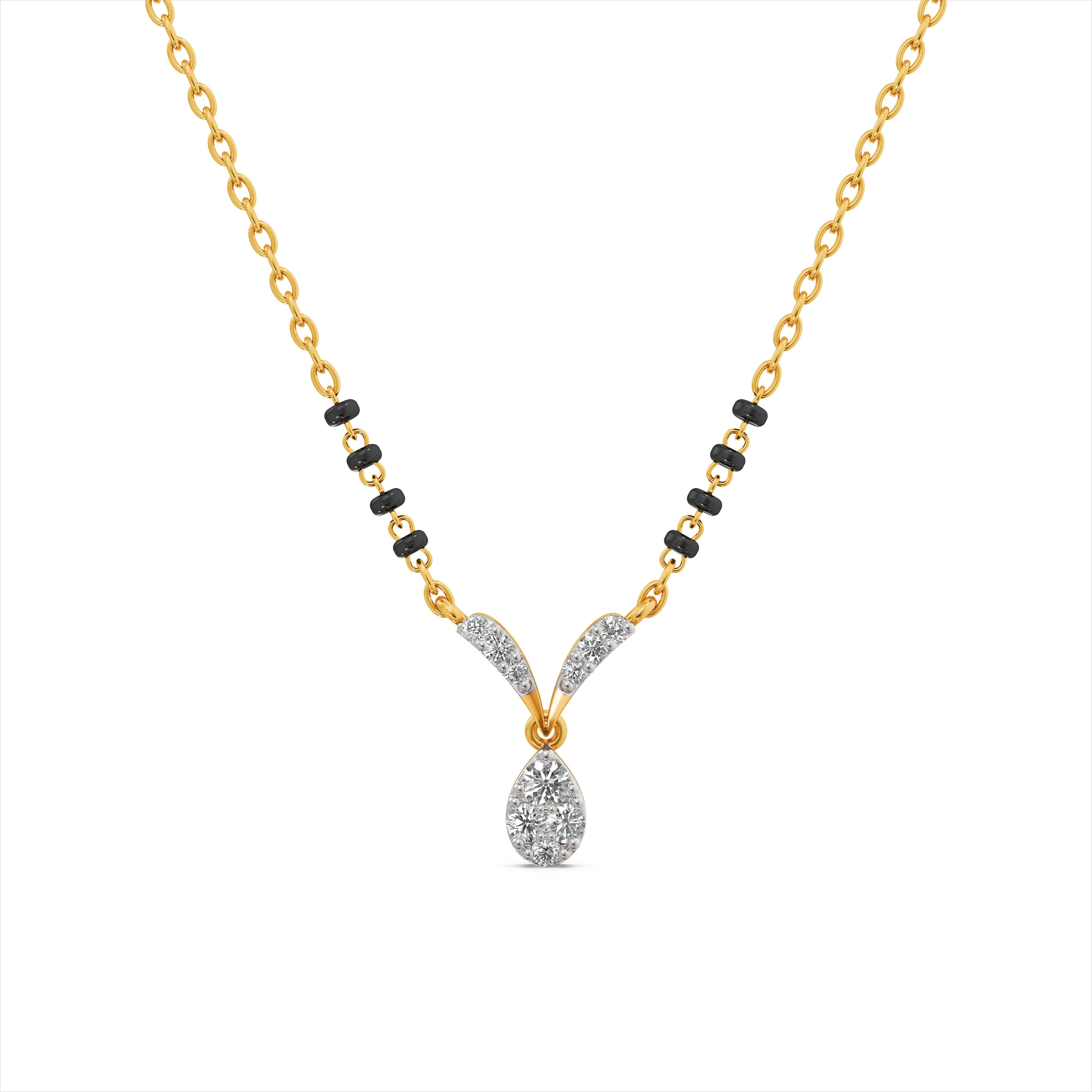 Shimmering 9KT Gold Laboratory Grown Diamond Mangalsutra