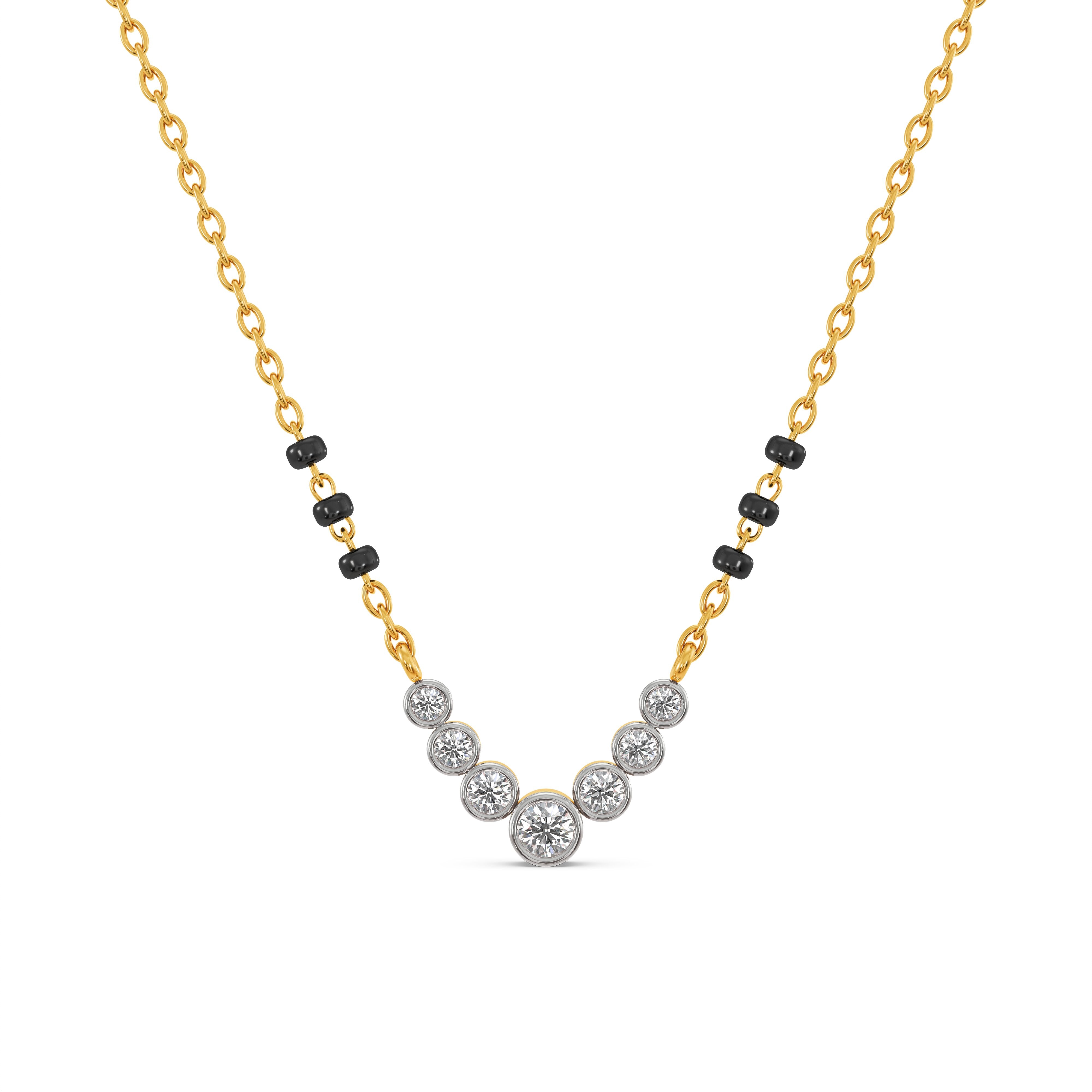 Expressive 9KT Gold Laboratory Grown Diamond Mangalsutra