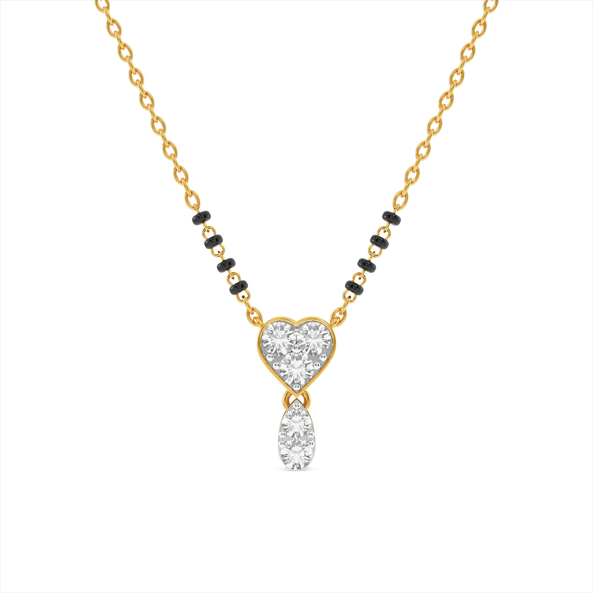 Poetic Heart Drop 9KT Gold Laboratory Grown Diamond Mangalsutra