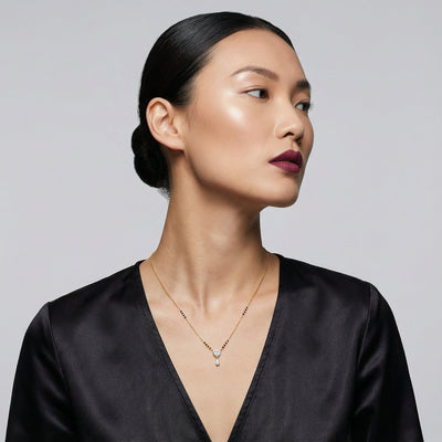 Poetic Heart Drop 9KT Gold Lab Grown Diamond Mangalsutra