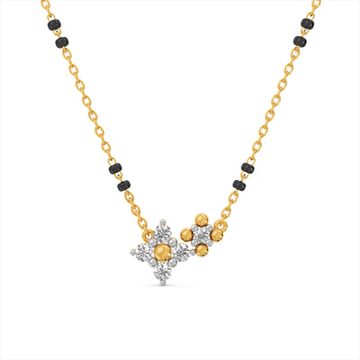 Duet Flower 9KT Gold Lab Grown Diamond Mangalsutra