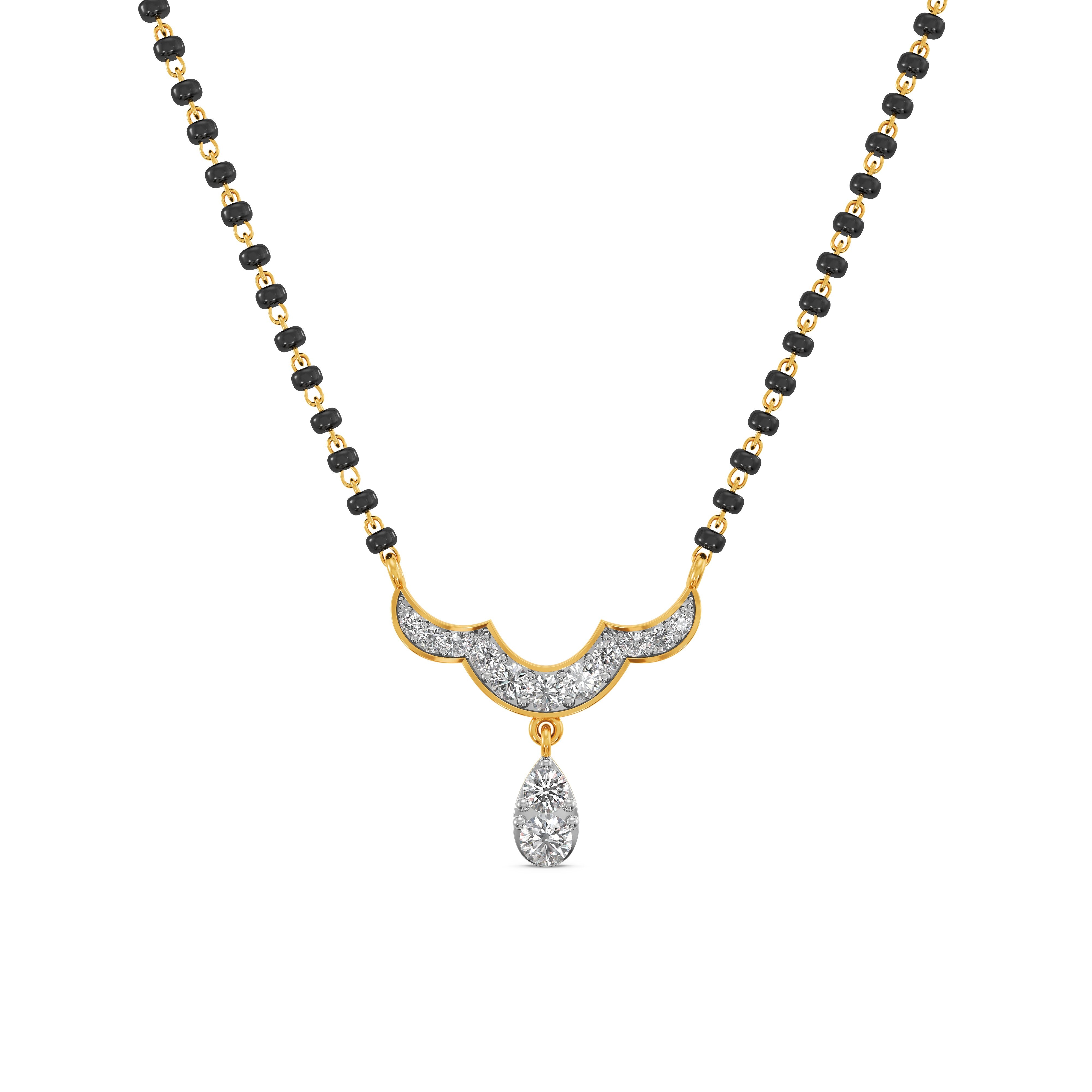 Ornate Curve Drop 9KT Gold Laboratory Grown Diamond Mangalsutra