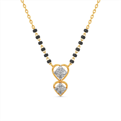 Dual Heart Drop 9KT Gold Lab Grown Diamond Mangalsutra