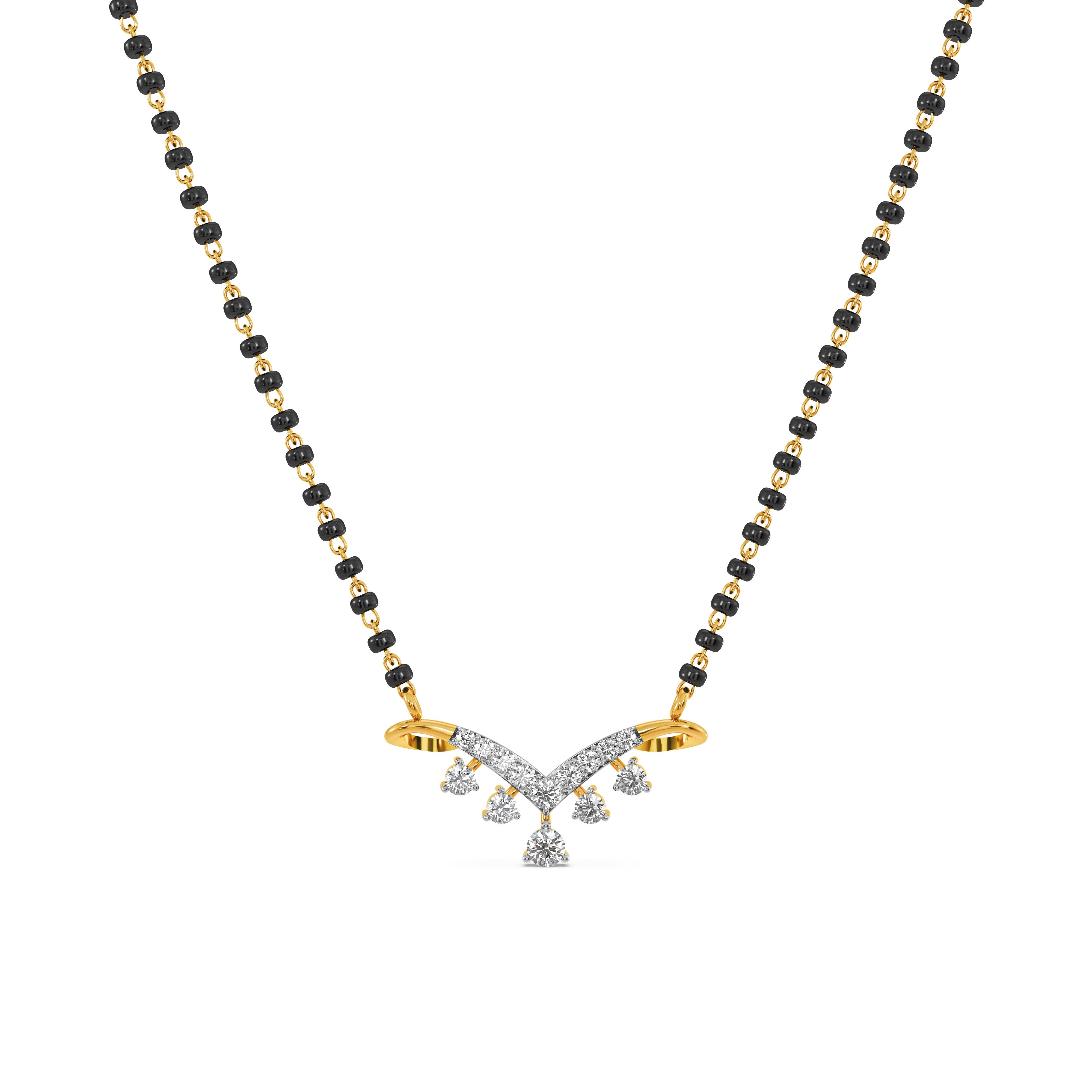 Crescent Arc Drop 9KT Gold Laboratory Grown Diamond Mangalsutra