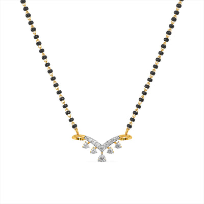 Crescent Arc Drop 9KT Gold Lab Grown Diamond Mangalsutra