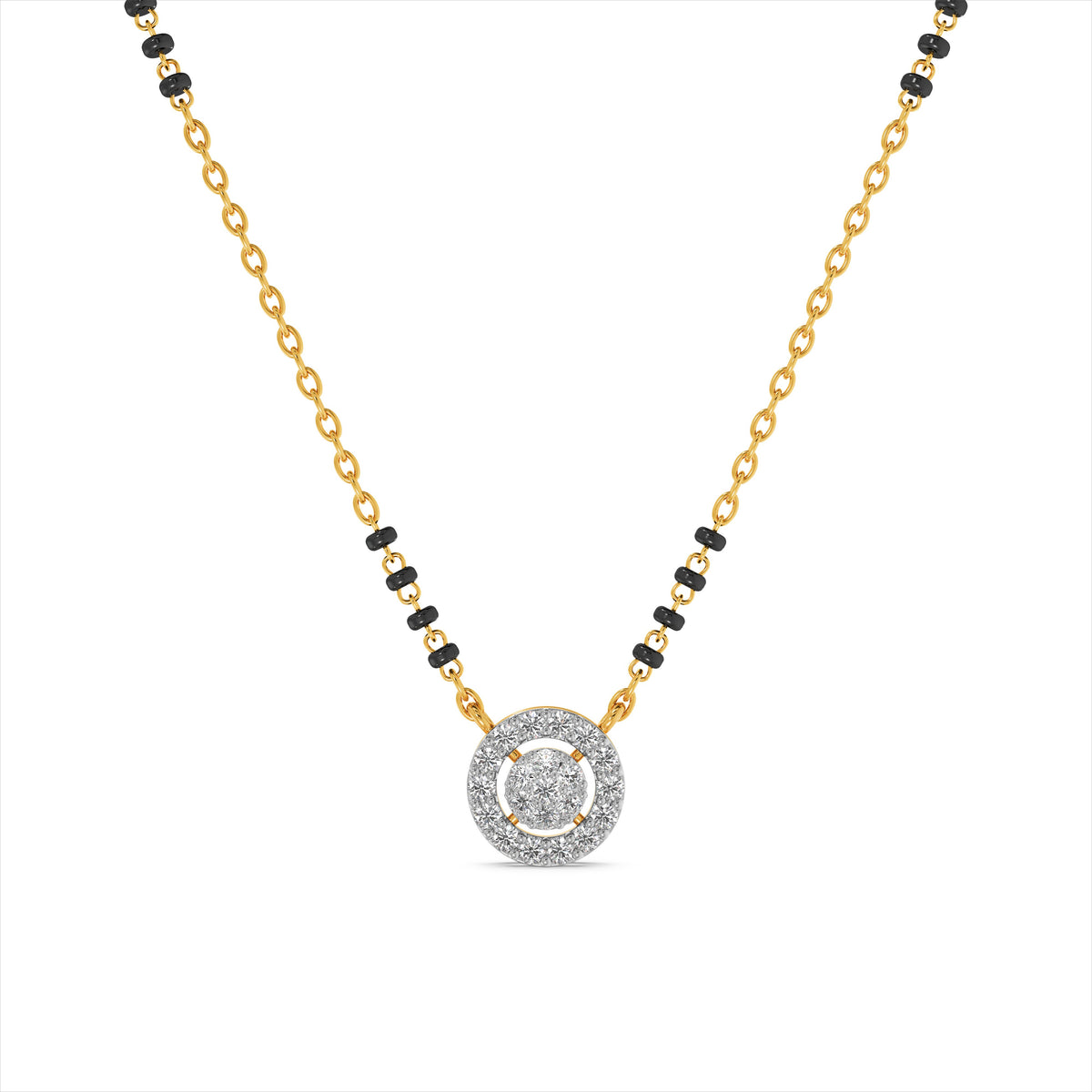 Circular Motif 9KT Gold Laboratory Grown Diamond Mangalsutra