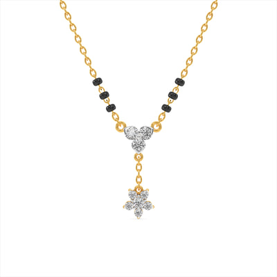 Dainty Flower 9KT Gold Lab Grown Diamond Mangalsutra