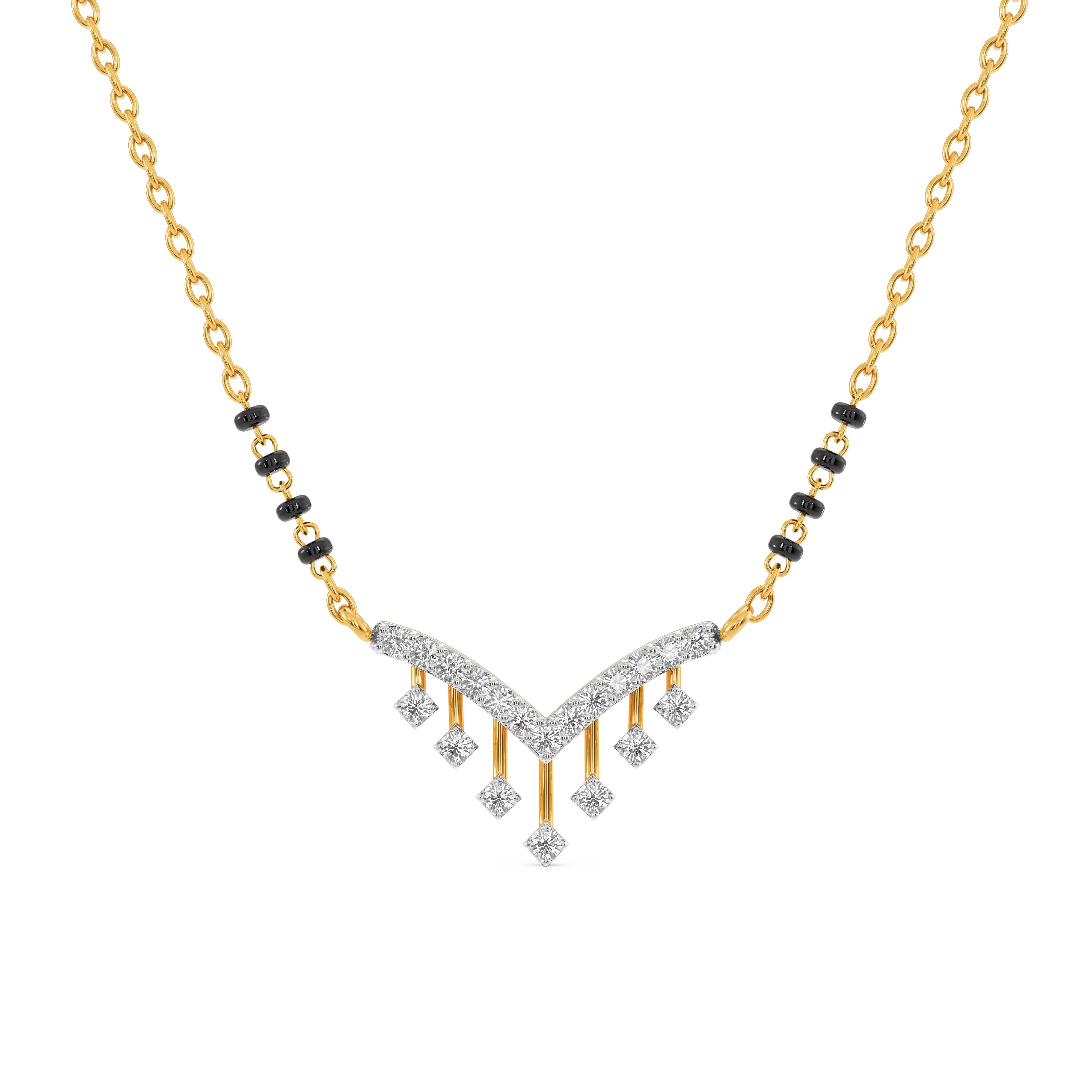 Crown Drop 9KT Gold Laboratory Grown Diamond Mangalsutra