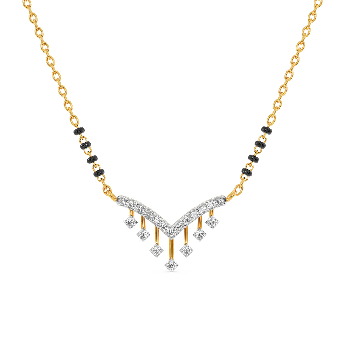 Crown Drop 9KT Gold Laboratory Grown Diamond Mangalsutra