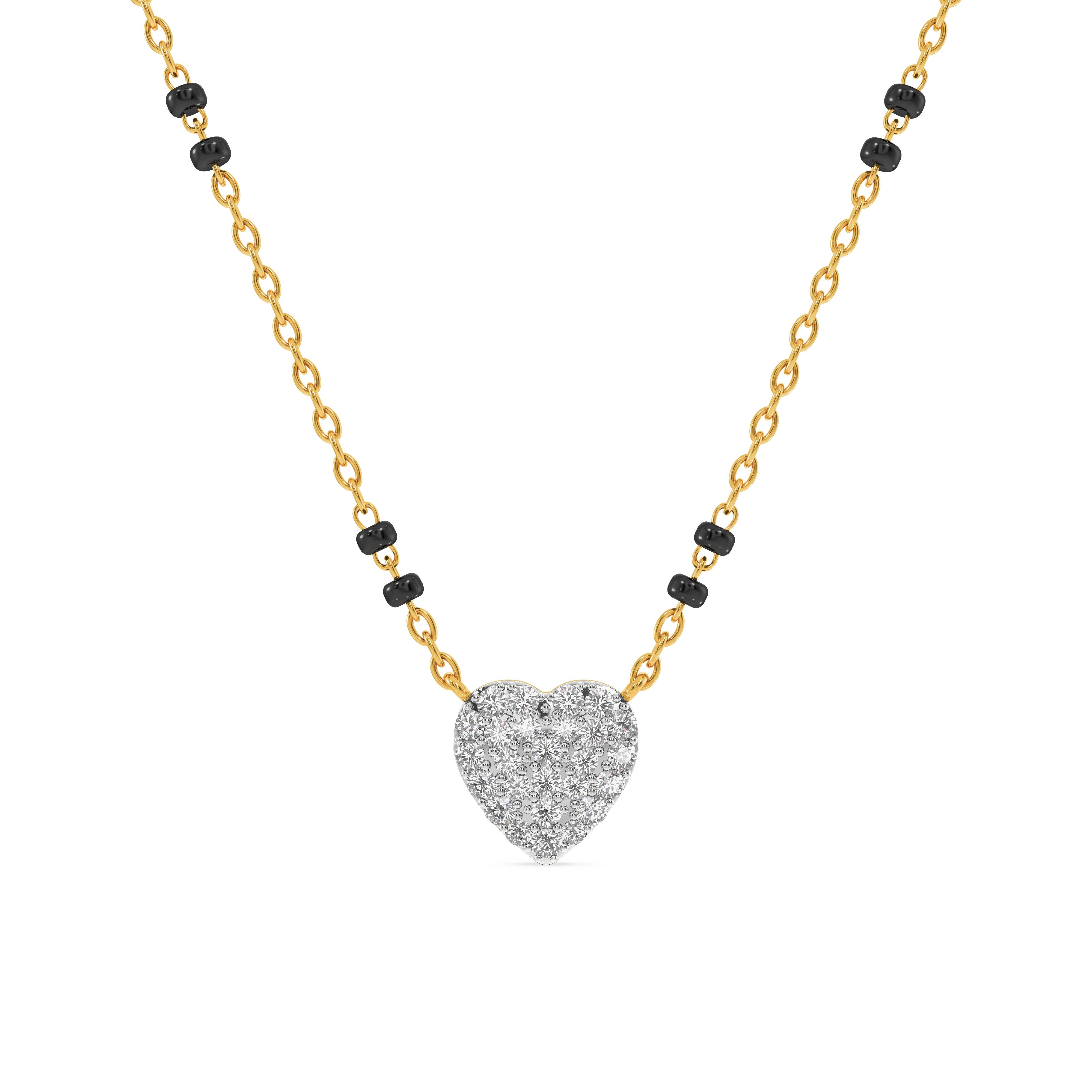 Bold Sparkle Heart 9KT Laboratory-Grown Diamond Mangalsutra