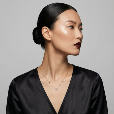 Floral Grace Y Curve 9KT Lab Grown Diamond Mangalsutra