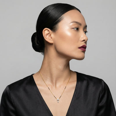 Floral Drop 9KT Gold Lab Grown Diamond Mangalsutra