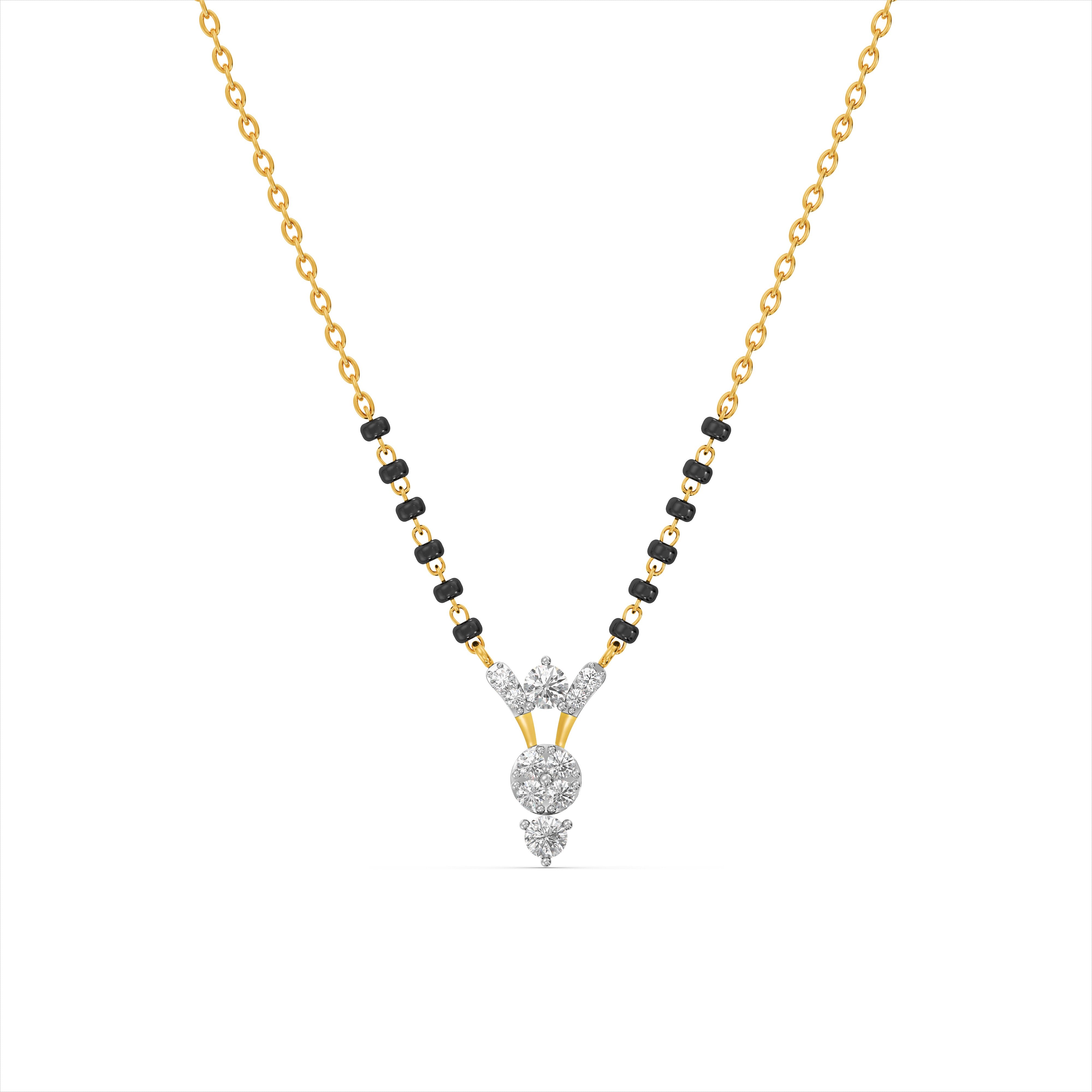 Cascade Linear Drop 9KT Gold Laboratory Grown Diamond Mangalsutra