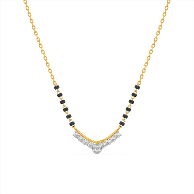 Contemporary Curved Bar 9KT Gold Lab Grown Diamond Mangalsutra