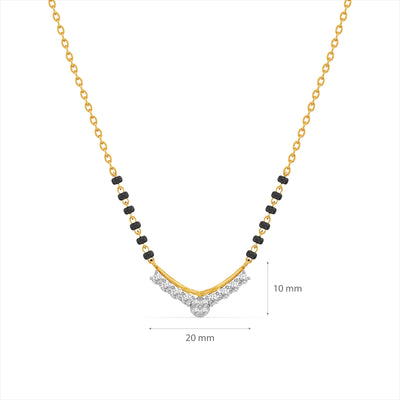 Contemporary Curved Bar 9KT Gold Lab Grown Diamond Mangalsutra