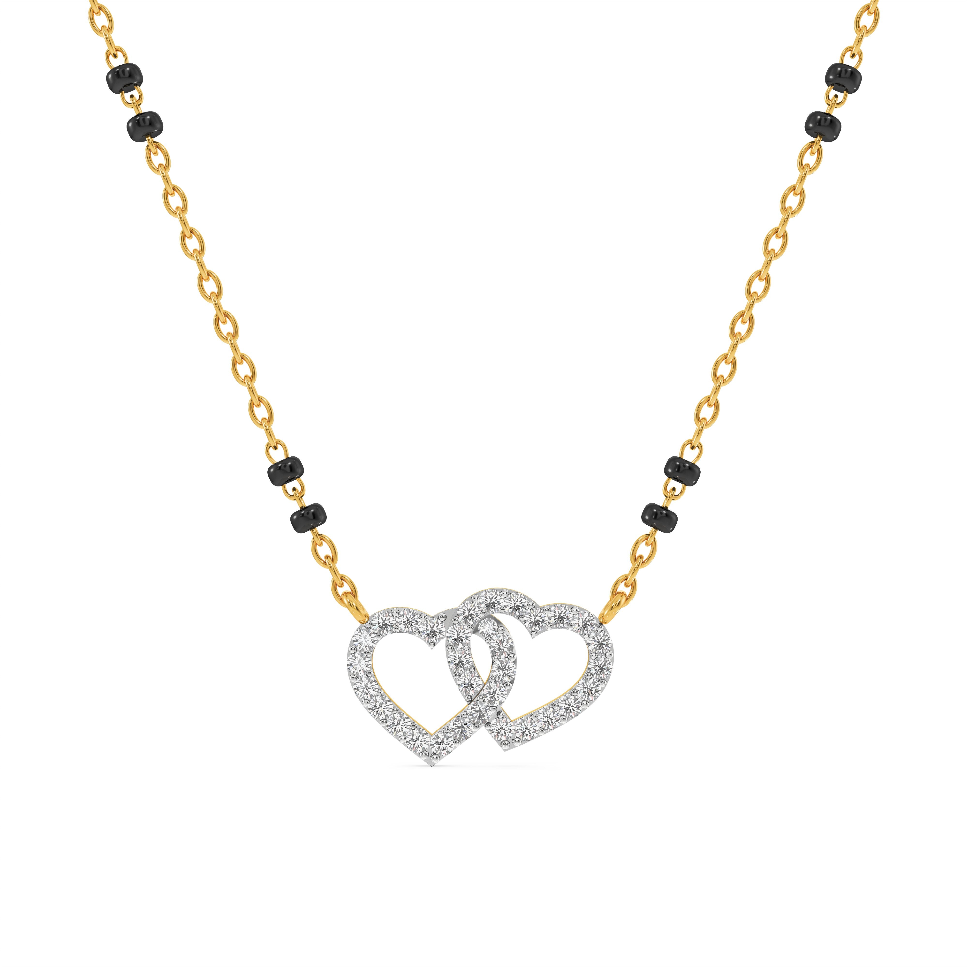 Double Heart 9KT Laboratory-Grown Diamond Mangalsutra