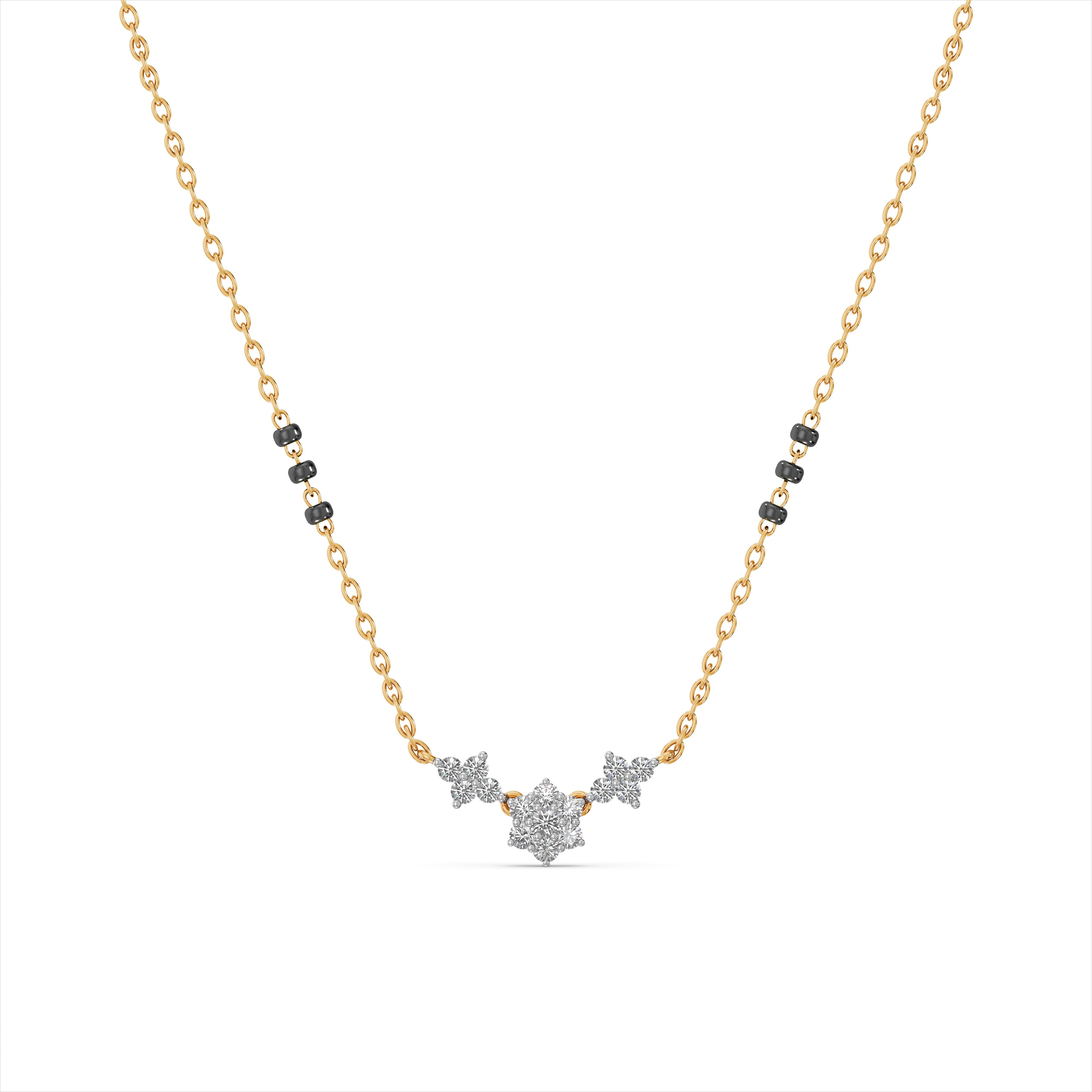 Floral Love 9KT Gold Laboratory Grown Diamond Mangalsutra