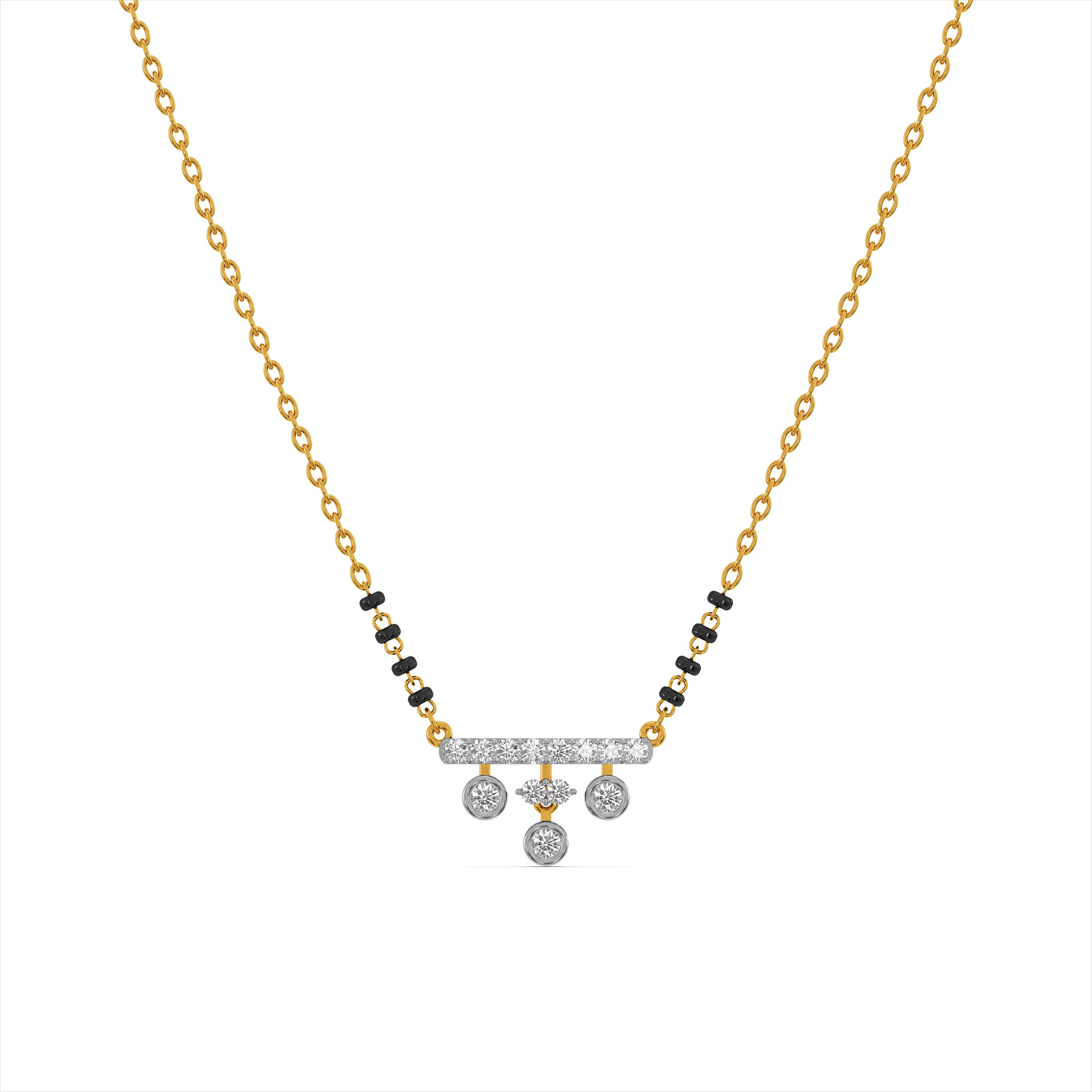 Crown 9KT Gold Laboratory Grown Diamond Mangalsutra