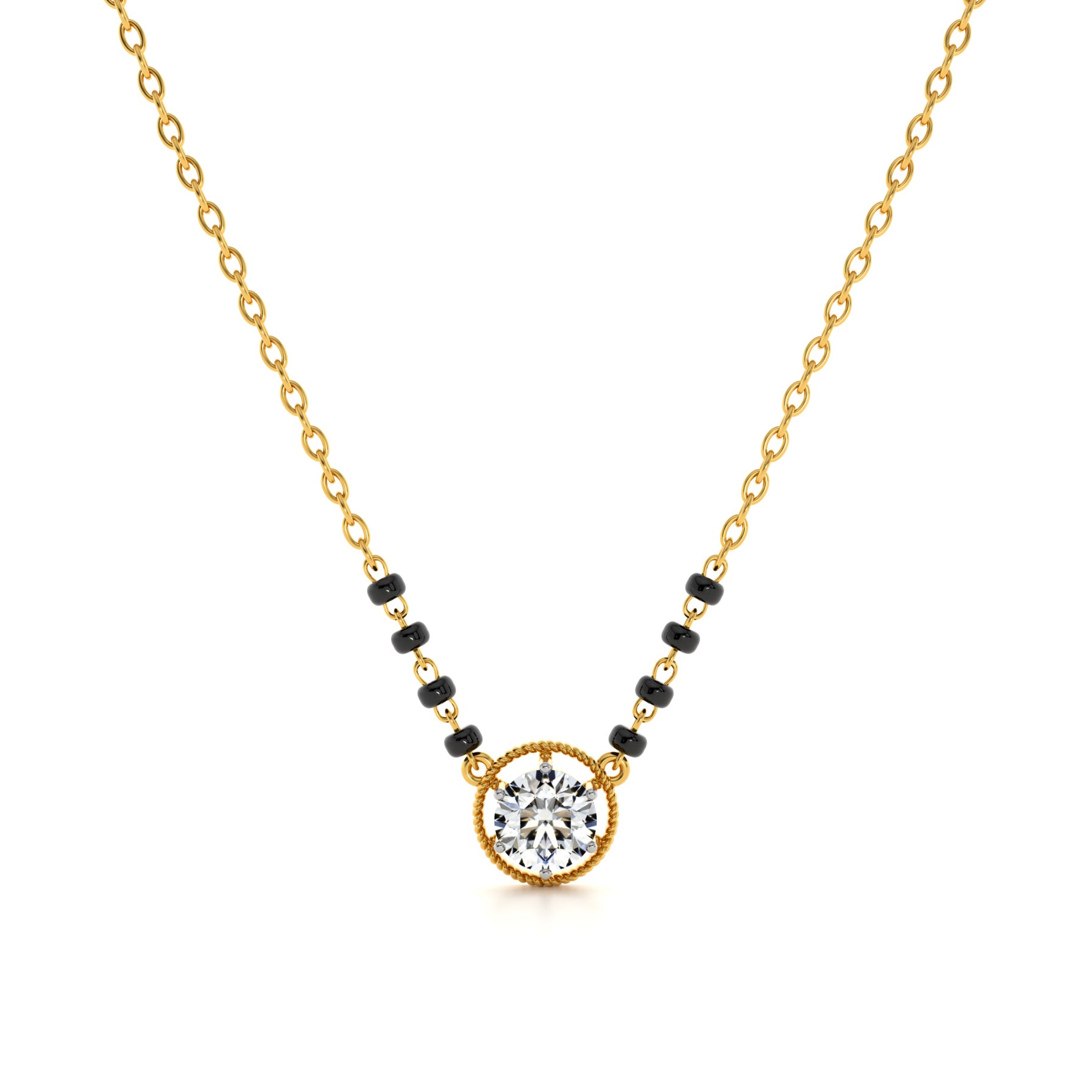 Solitaire Antique Aura 9KT Gold Laboratory Grown Diamond Mangalsutra