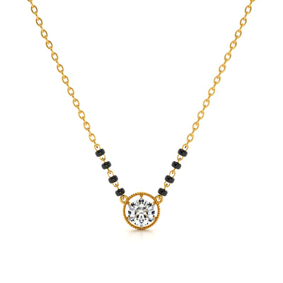Solitaire Antique Aura 9KT Gold Lab Grown Diamond Mangalsutra