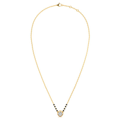 Solitaire Antique Aura 9KT Gold Lab Grown Diamond Mangalsutra