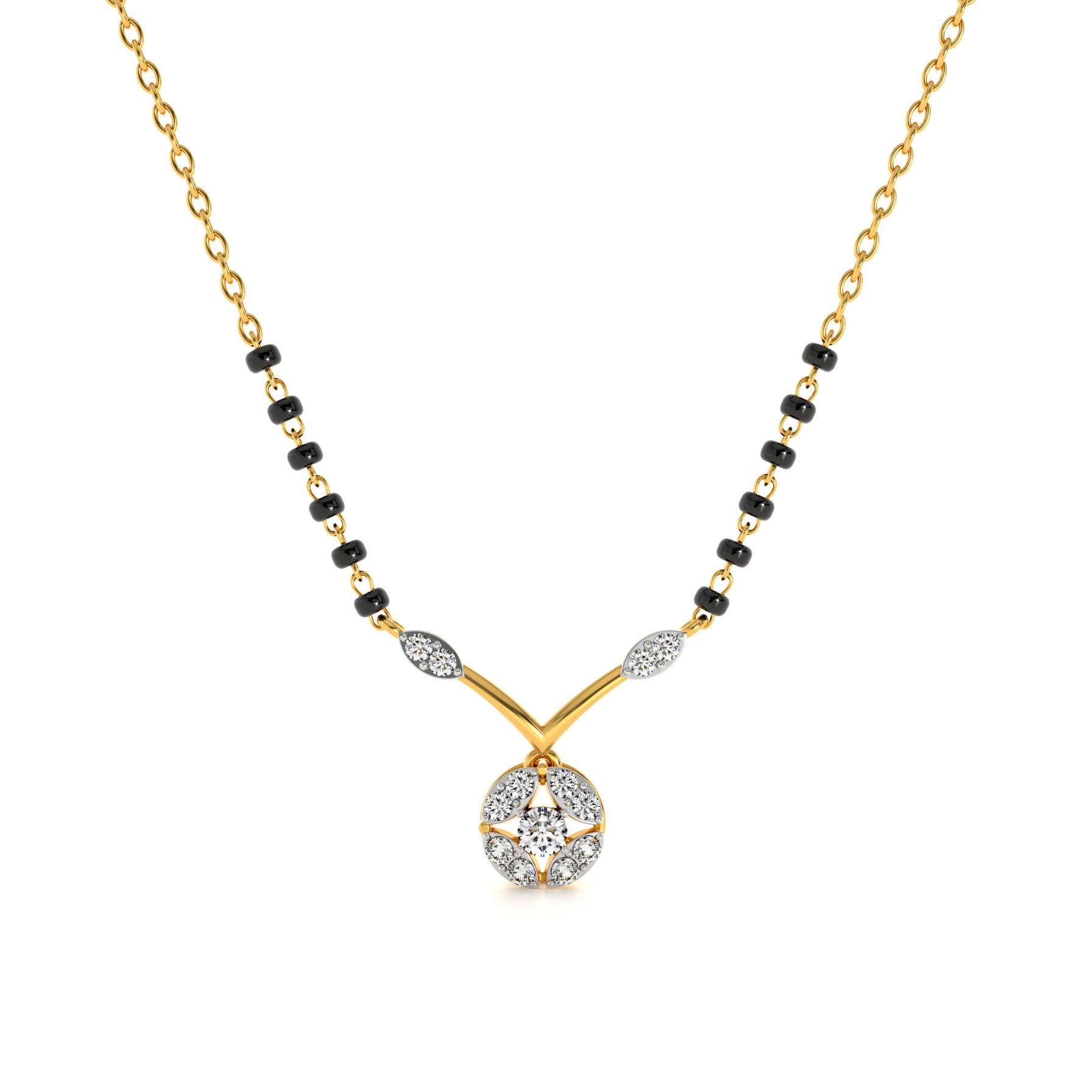 Pure Bond Solitaire 9KT Gold Laboratory Grown Diamond Mangalsutra