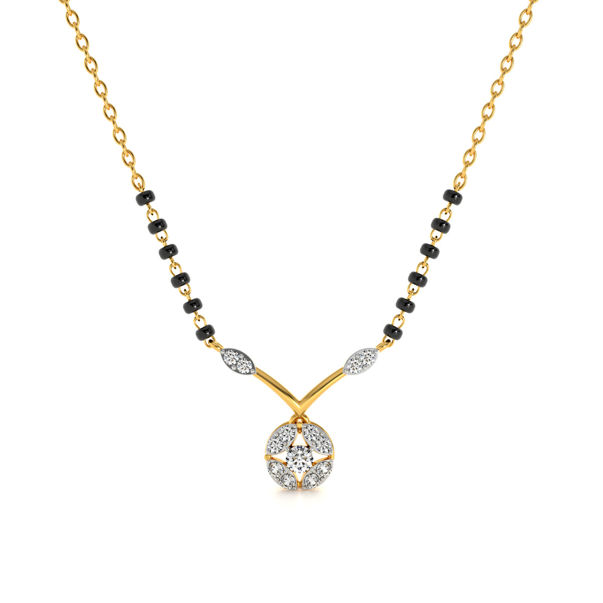 Pure Bond Solitaire 9KT Gold Laboratory Grown Diamond Mangalsutra