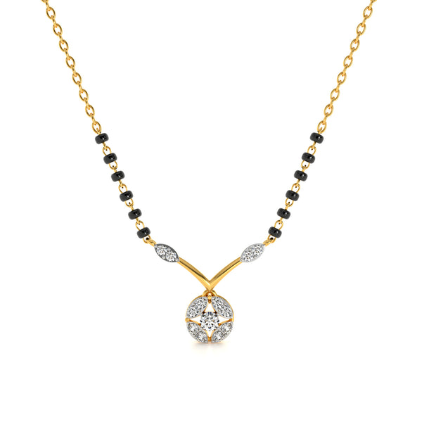 Pure Bond Solitaire 9KT Gold Lab Grown Diamond Mangalsutra