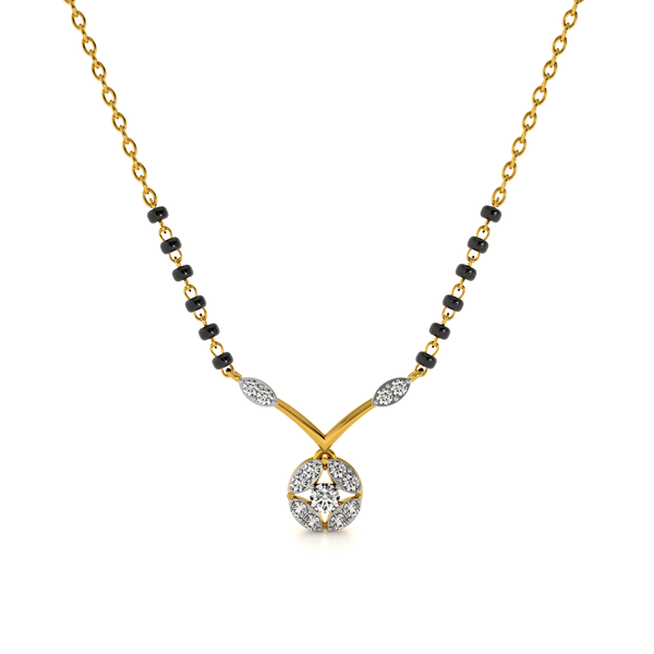Pure Bond Solitaire 9KT Gold Lab Grown Diamond Mangalsutra