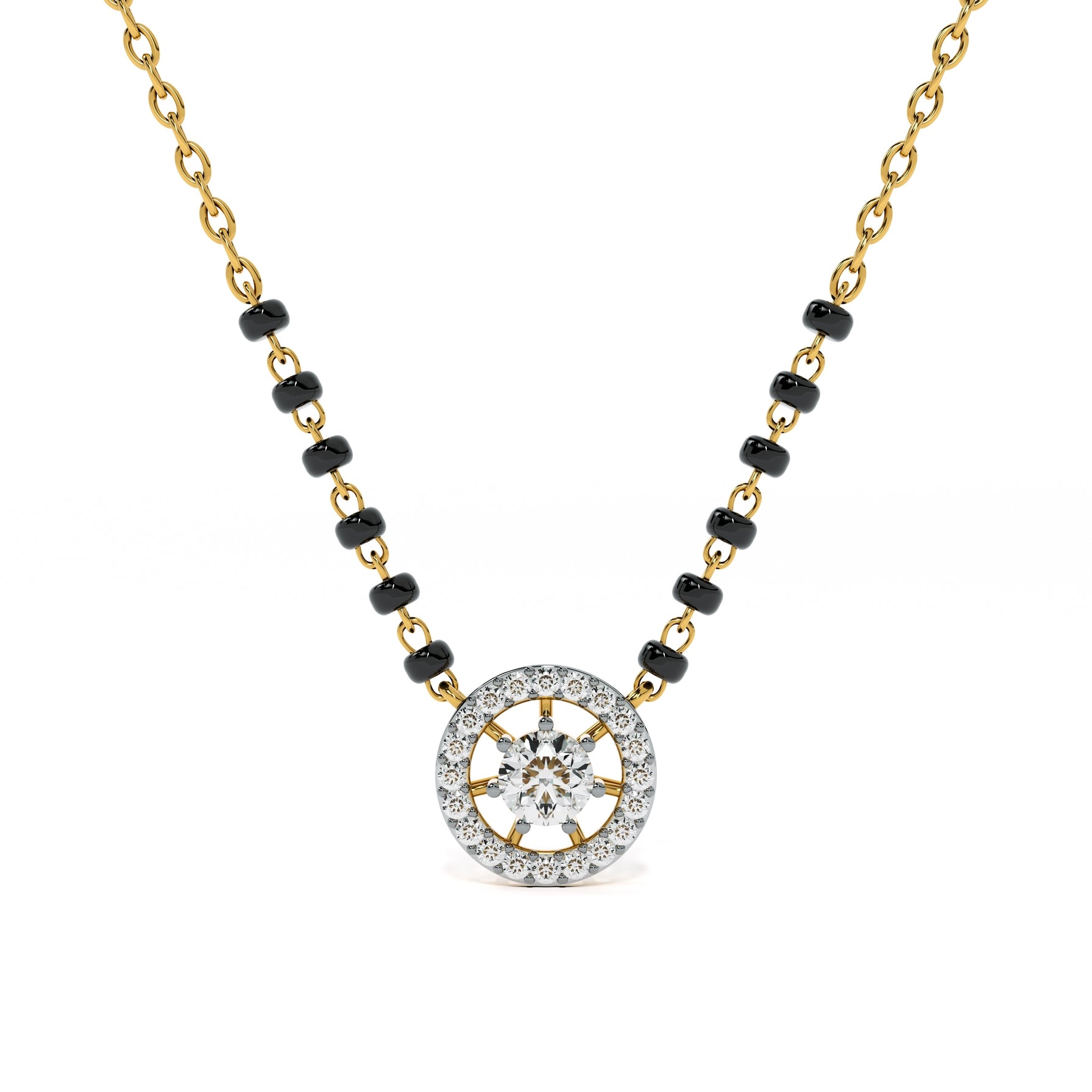 Dazzle Glow Round 9KT Gold Laboratory Grown Diamond Mangalsutra