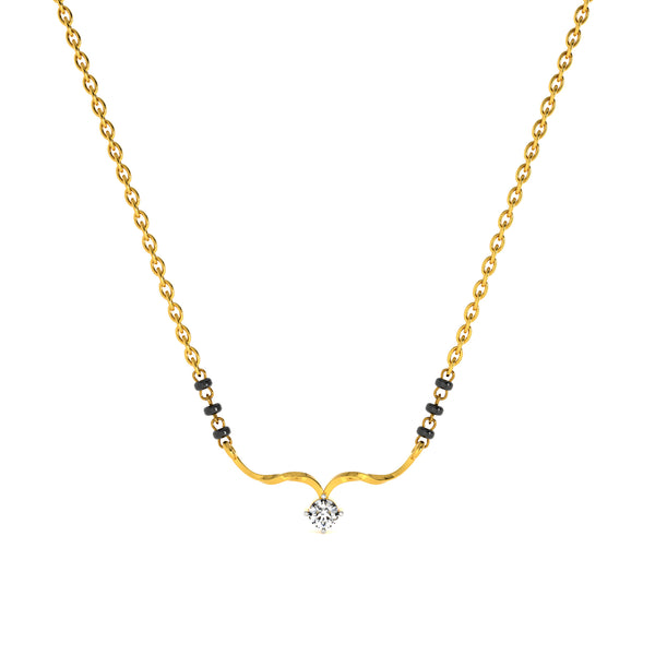 Solitaire Grace Bar 9KT Gold Lab Grown Diamond Mangalsutra