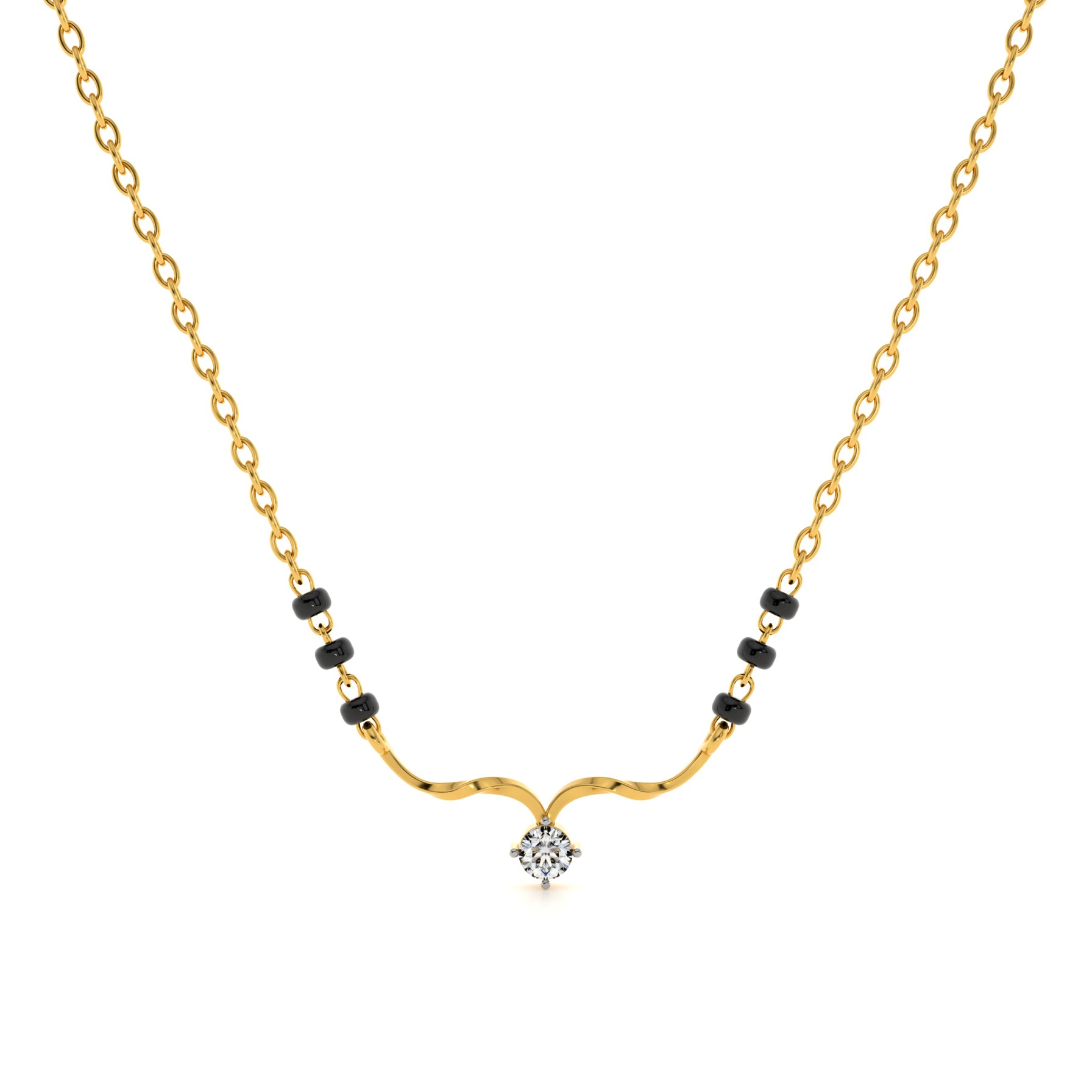 Solitaire Grace Bar 9KT Gold Laboratory Grown Diamond Mangalsutra