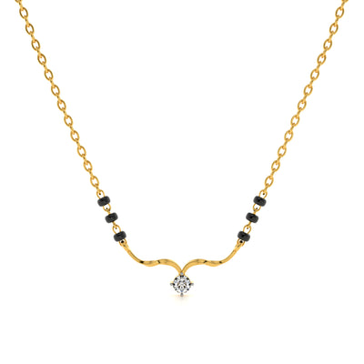 Solitaire Grace Bar 9KT Gold Lab Grown Diamond Mangalsutra