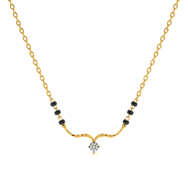 Solitaire Grace Bar 9KT Gold Lab Grown Diamond Mangalsutra - 1