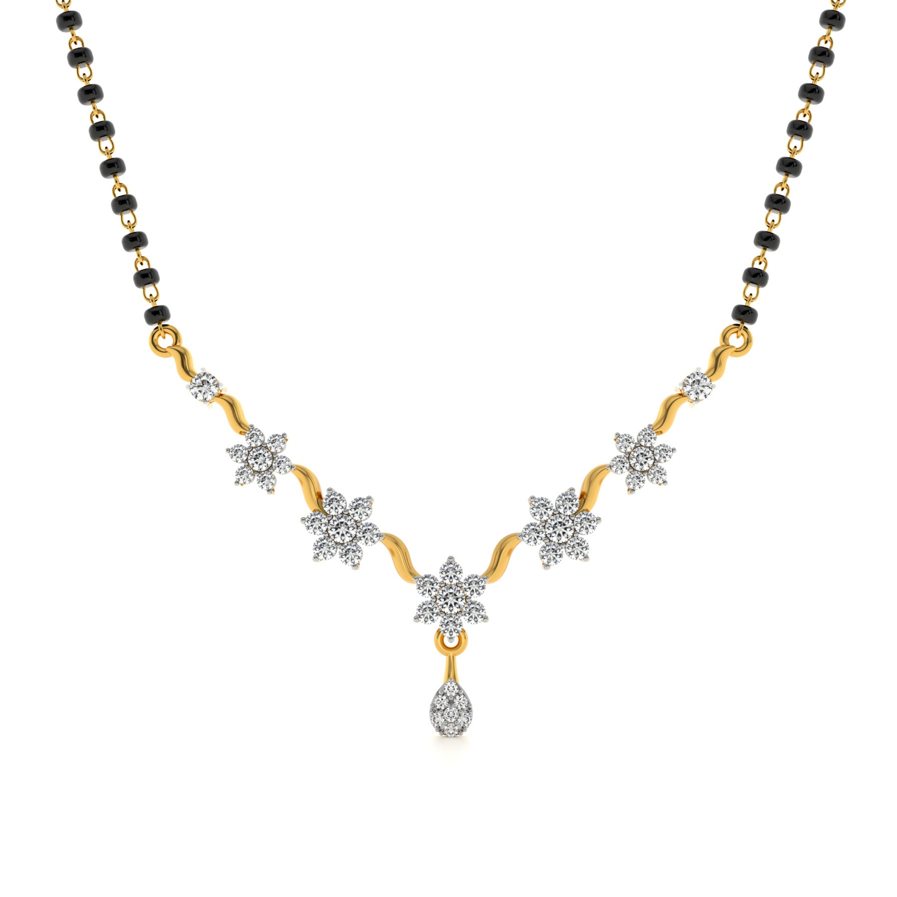 Timeless Petal Glow 9KT Gold Laboratory Grown Diamond Mangalsutra