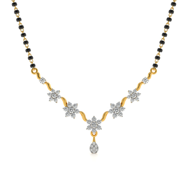 Timeless Petal Glow 9KT Gold Lab Grown Diamond Mangalsutra
