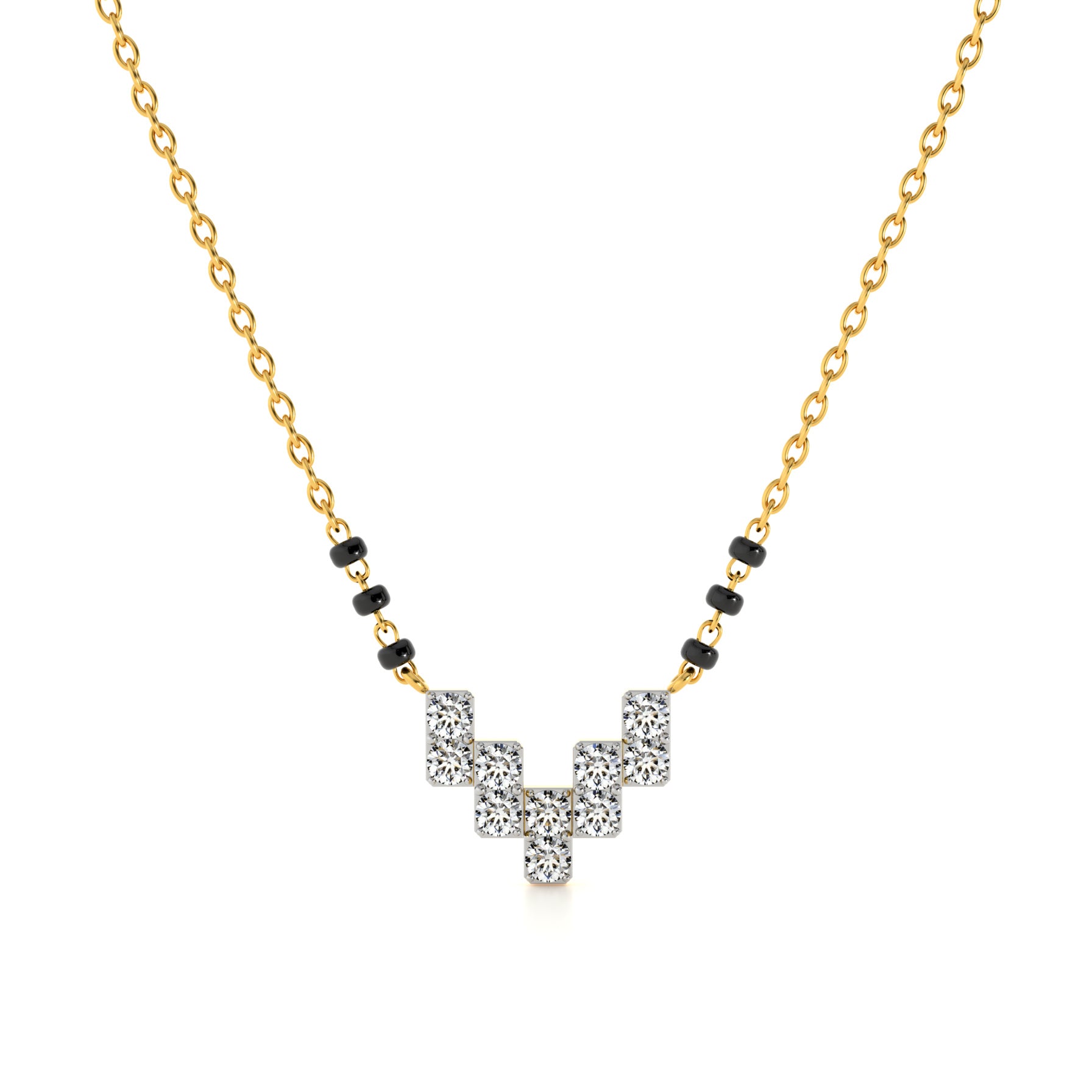 Elegant Geometric 9KT Gold Laboratory Grown Diamond Mangalsutra