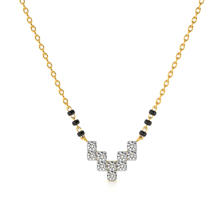Elegant Geometric 9KT Gold Lab Grown Diamond Mangalsutra - 1