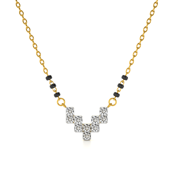 Elegant Geometric 9KT Gold Lab Grown Diamond Mangalsutra