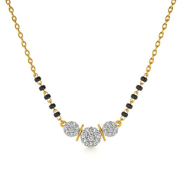 Radiant Triple Stone 9KT Gold Lab Grown Diamond Mangalsutra