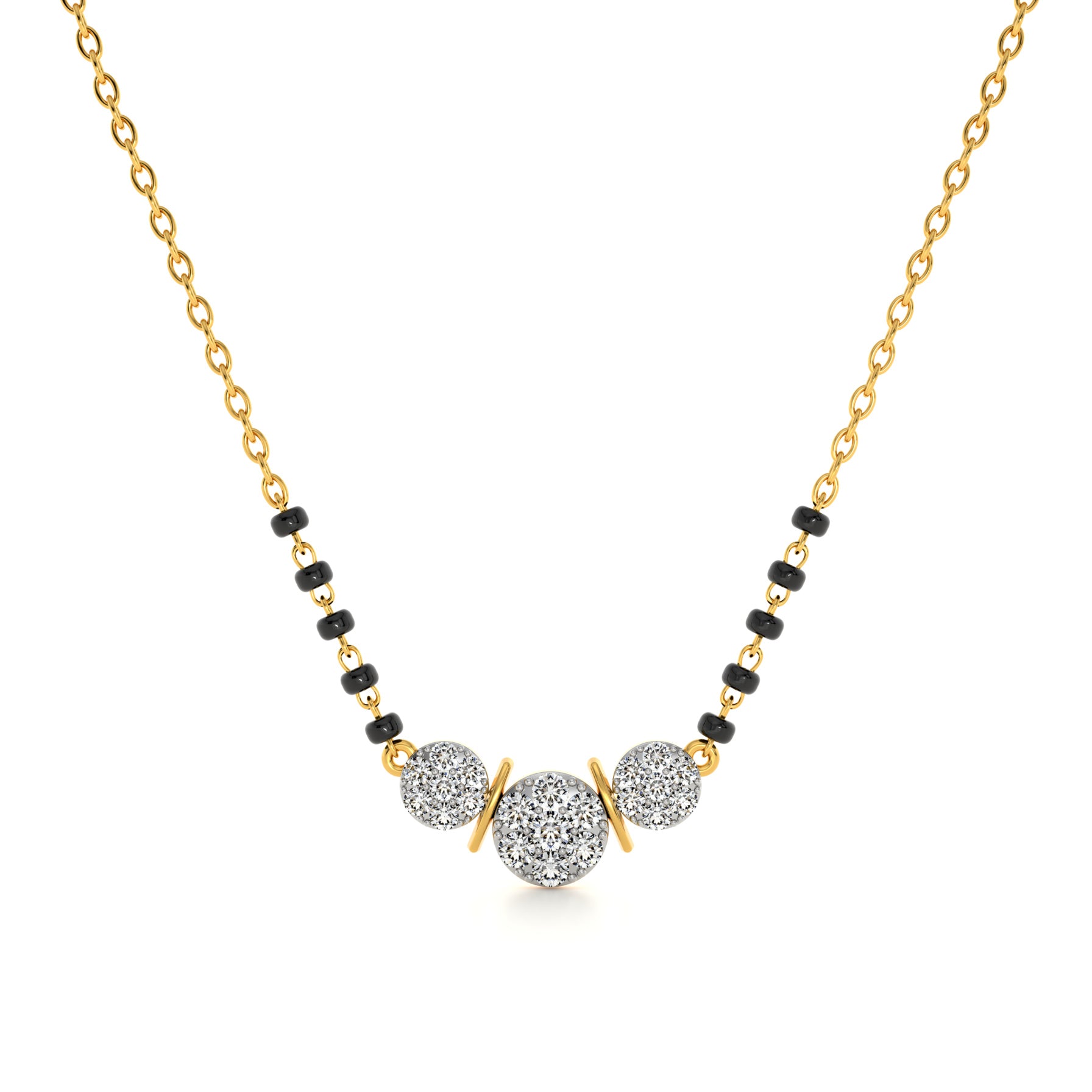 Radiant Triple Stone 9KT Gold Laboratory Grown Diamond Mangalsutra