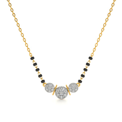 Radiant Triple Stone 9KT Gold Lab Grown Diamond Mangalsutra
