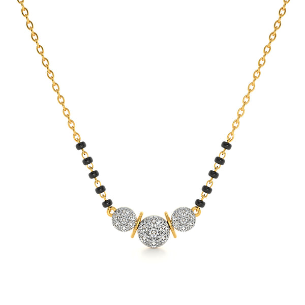 Radiant Triple Stone 9KT Gold Lab Grown Diamond Mangalsutra