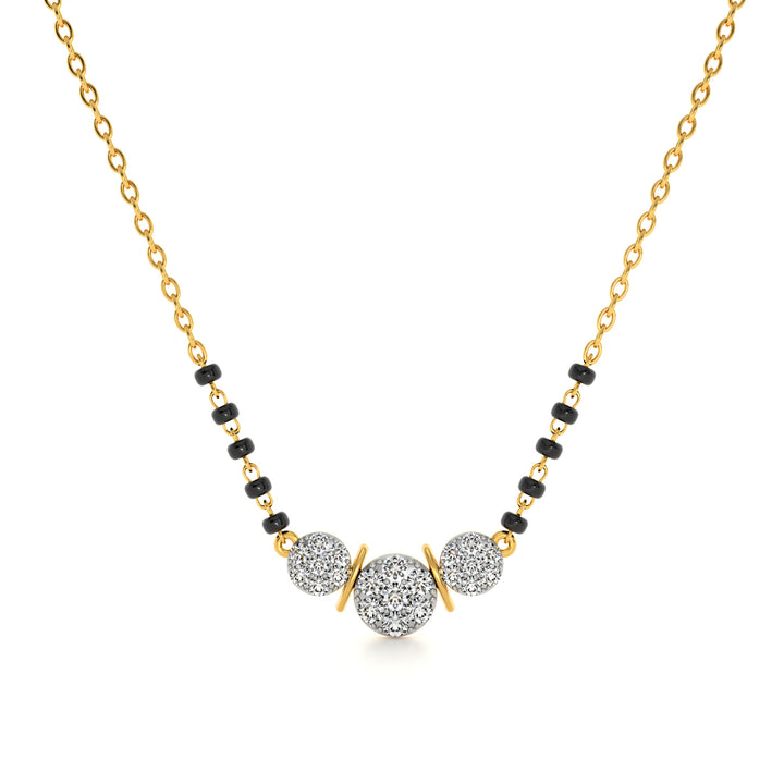 Radiant Triple Stone 9KT Gold Lab Grown Diamond Mangalsutra - 1
