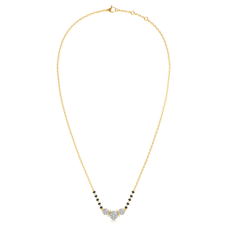 Radiant Triple Stone 9KT Gold Lab Grown Diamond Mangalsutra - 2