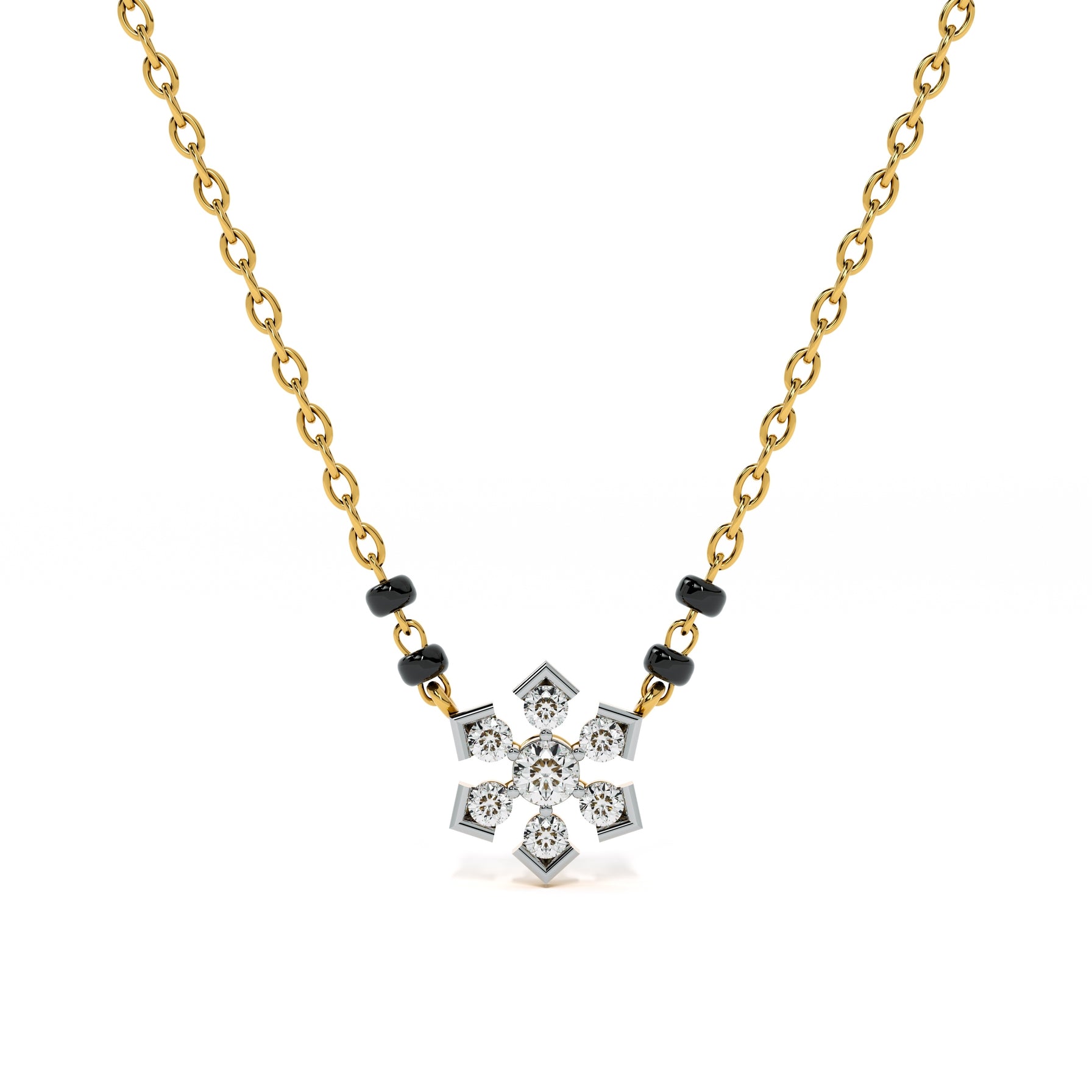 Floral Star 9KT Gold Laboratory Grown Diamond Mangalsutra