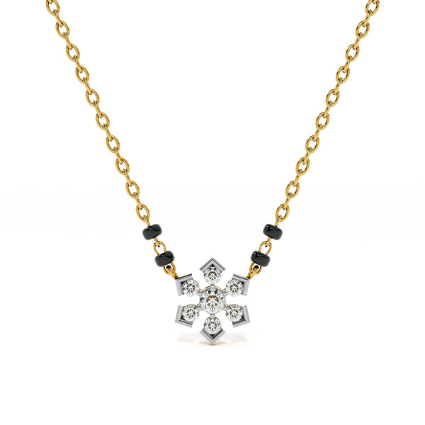 Floral Star 9KT Gold Lab Grown Diamond Mangalsutra