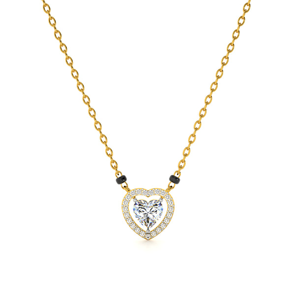 Dual Heart Shaped 9KT Gold Lab Grown Diamond Mangalsutra