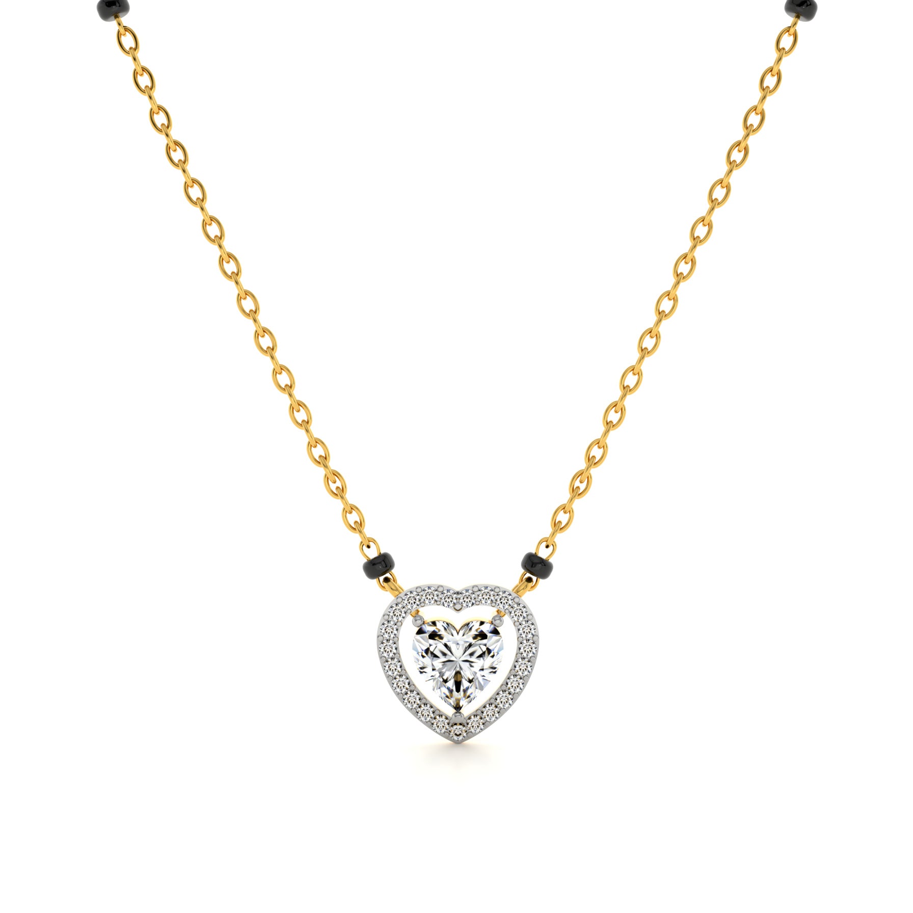 Dual Heart Shaped 9KT Gold Laboratory Grown Diamond Mangalsutra